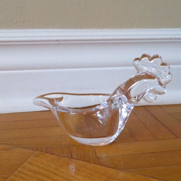 Vintage crystal glass rooster ashtray cigar ashtray brush rest / Cofrac/ art ver - Picture 1 of 7